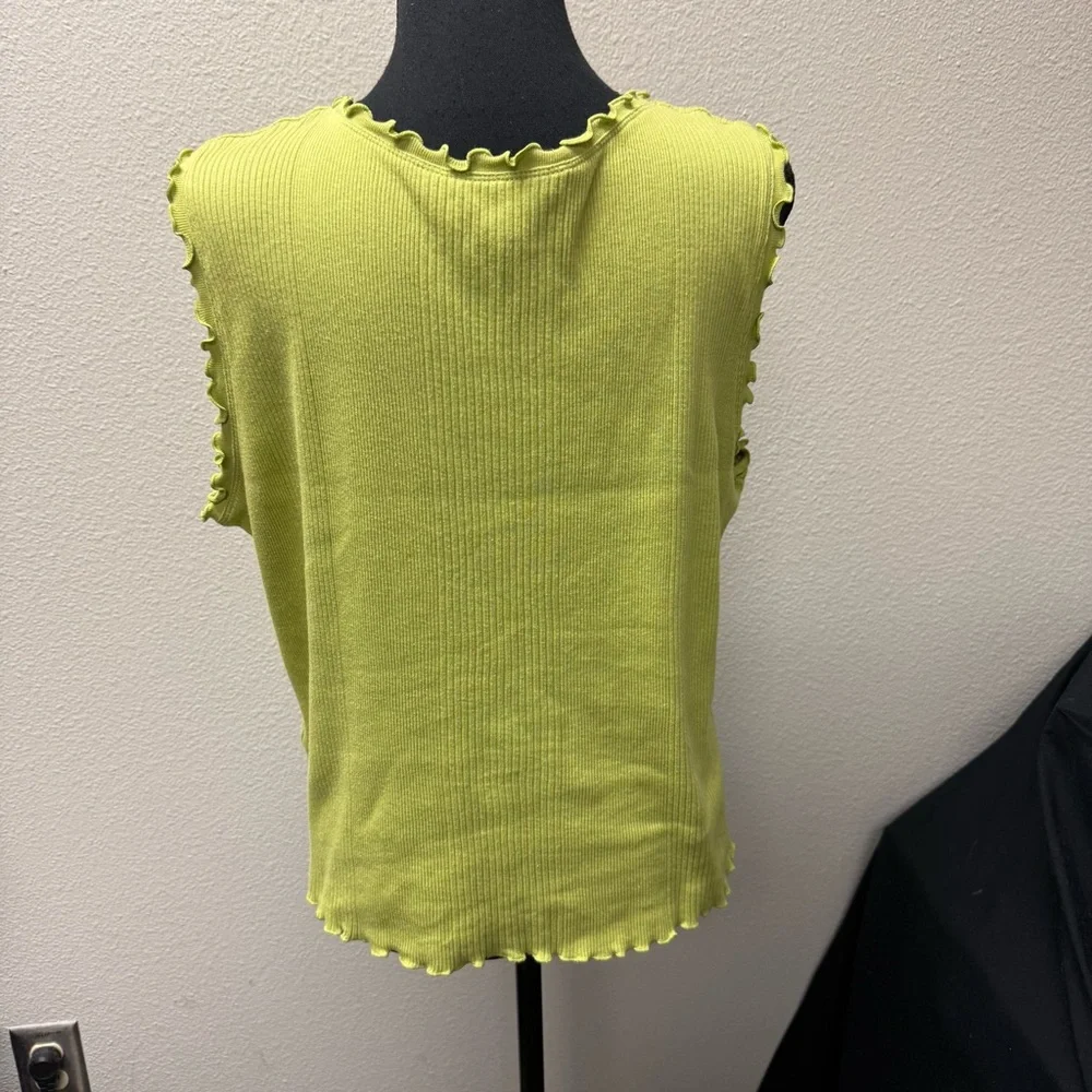 Josephine Chaus Sport Lime Green Ribbed Tank XL Cotton - Picture 4 of 9